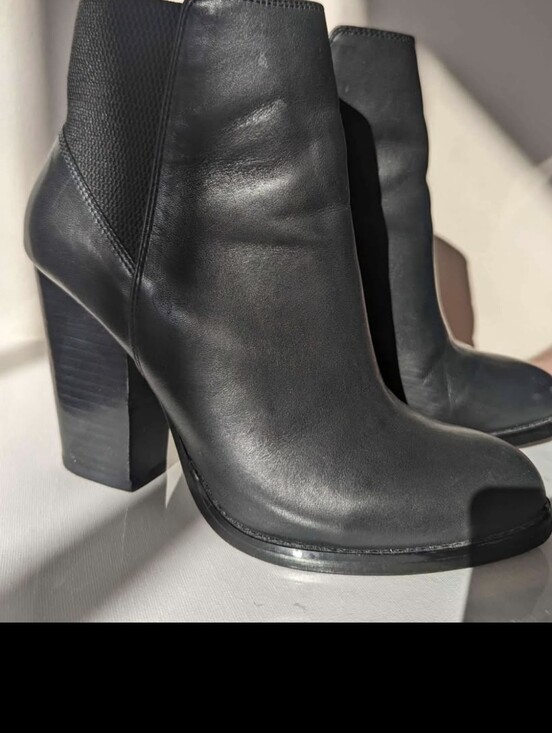 Aldo Shoes - Women’s Black Aldo Leather Block Heel Ankle Boots